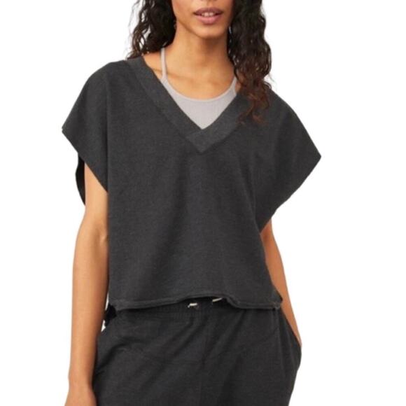 Free People Movement All Day Reversible Short Sleeve Tee Size S Gray Cropped NEW - Picture 1 of 9